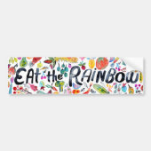 Eat the Rainbow Colorful Watercolor Fruit Veggies バンパーステッカー (正面)