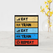 Eat Train Repeat Strength Sports Gym Funny Bodybui カード (黄色い花)