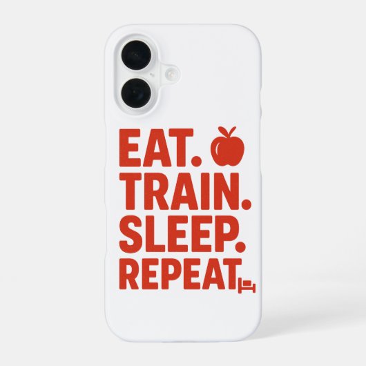 Eat Train Sleep Repeat フォンウォールペーパー iPhone 16ケース (裏面)
