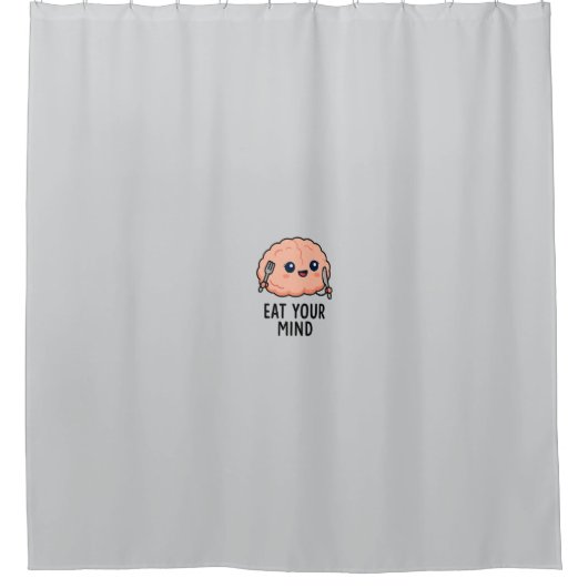 Eat Your Mind Sticker – Cute Brain  シャワーカーテン (正面)