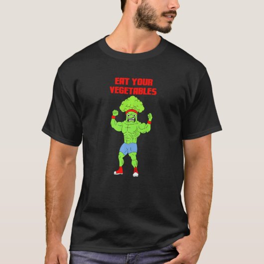 Eat Your Vegetables Broccoli Weightlifting Gym Str Tシャツ (正面)