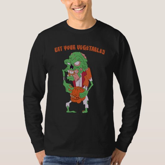 Eat Your Vegetables Zombie Weightlifting Gym Stren Tシャツ (正面)