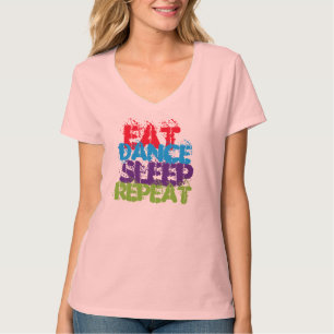 eatdanceの睡眠の繰り返しのおもしろTシャツのギフトのアイディア Tシャツ