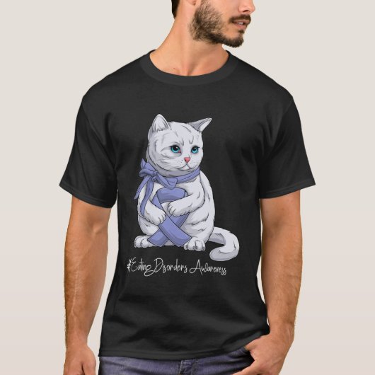 Eating Disorders Awareness Month Orange Ribbon Cat Tシャツ (正面)