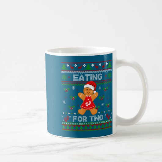 Eating For Two Pregnancy Announcement Ugly Sweater コーヒーマグカップ (右)