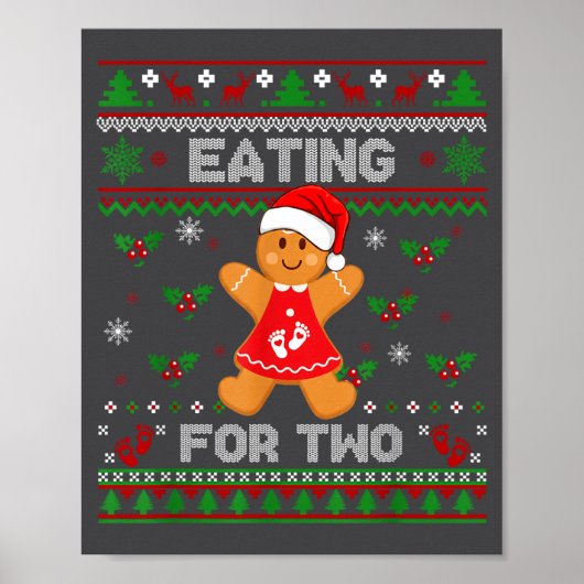 Eating For Two Pregnancy Announcement Ugly Sweater ポスター (正面)