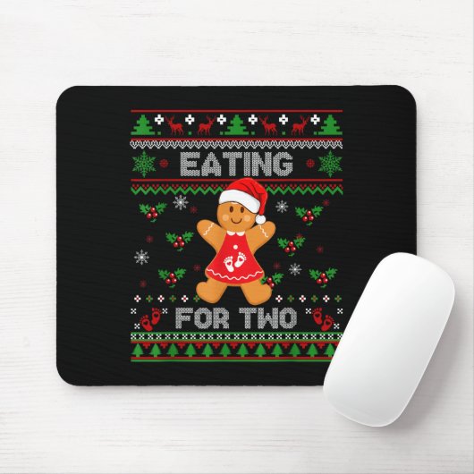 Eating For Two Pregnancy Announcement Ugly Sweater マウスパッド (マウス)