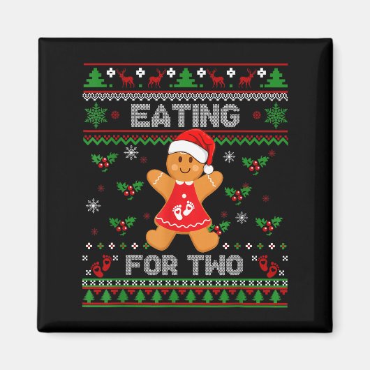 Eating For Two Pregnancy Announcement Ugly Sweater マグネット (正面)