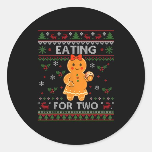 Eating For Two Pregnancy Announcement Ugly Sweater ラウンドシール (正面)