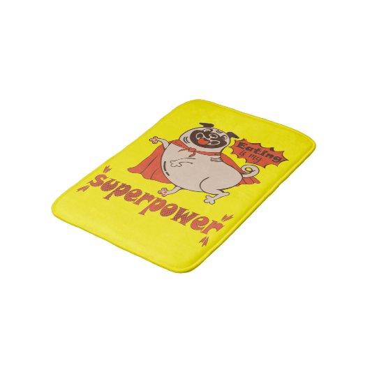 Eating is my superpower red cloak pug comic style バスマット (アングル)