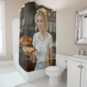 Eating Pizza Photo Personalize Customize シャワーカーテン (インサイチュ)