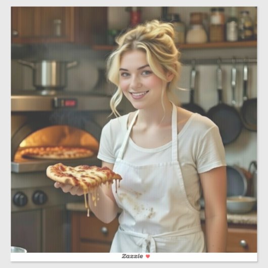 Eating Pizza Photo Personalize Customize シール (シート)