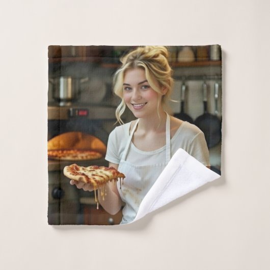 Eating Pizza Photo Personalize Customize バスタオルセット (ウォッシュタオル)