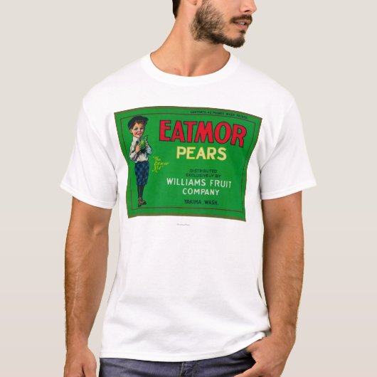 Eatmorのナシの木枠LabelYakima、WA Tシャツ (正面)