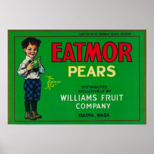 Eatmor Pear Crate LabelYakima, WA ポスター (正面)