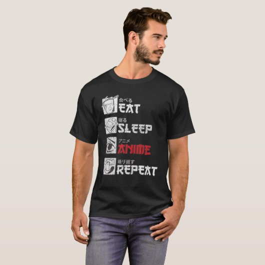 Eats Sleep Anime Repeats Gift Tシャツ (正面フル)