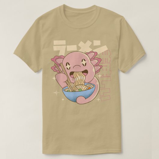 EATSALOTLラーメン日本のアクソロ食べトル麺Ja Tシャツ (デザイン正面)