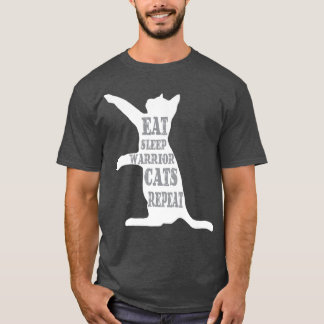 EatSleepWarrior猫反復おもしろい猫好き Tシャツ