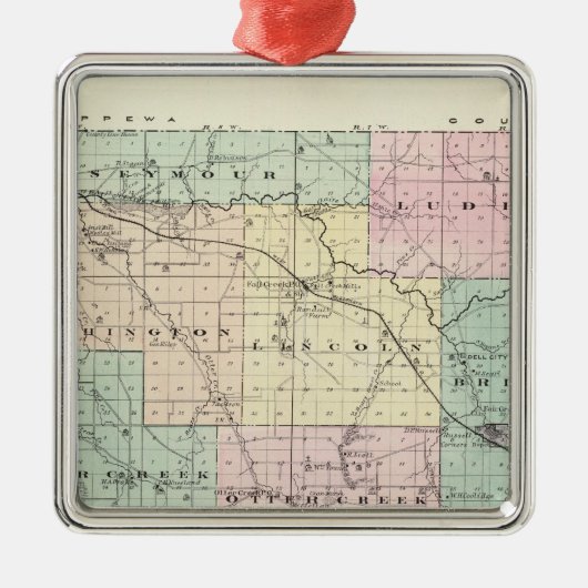 Eau Claire郡、ウィスコンシンの州の地図 メタルオーナメント (正面)