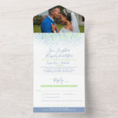 Eau verte bleue aquarelle douche mariage tardif オールインワン招待状 (内側)