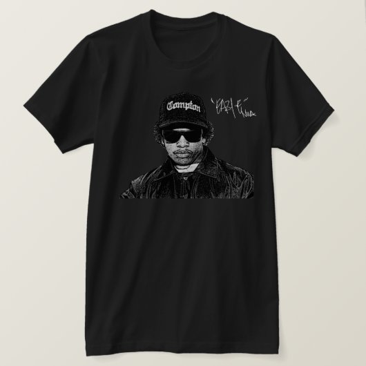 Eazy-Eラッパー 白黒 Tシャツ (デザイン正面)