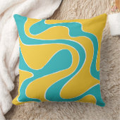 EbbとFlow 2のターコイズと黄色 クッション (ブランケット)