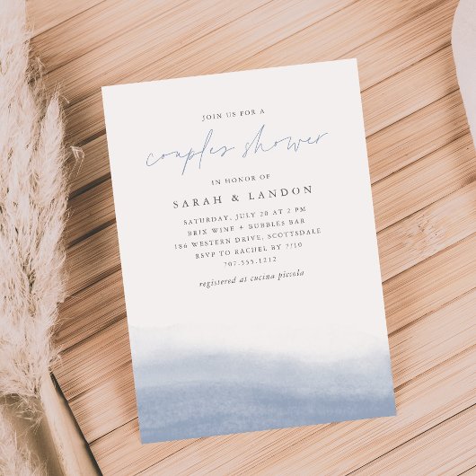 Ebb潮沿岸の水の色のカップルのシャワー 招待状