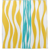 Ebb and Flow -ターコイズと黄色 シャワーカーテン (正面)