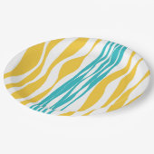 Ebb and Flow -ターコイズと黄色 ペーパープレート (アングル)