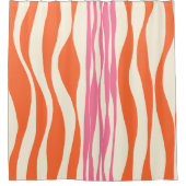Ebb and Flow – ピンク、オレンジ、クリーム シャワーカーテン (正面)