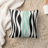 Ebb and Flow – ミントグリーン、ホワイト、ブラック クッション (ブランケット)