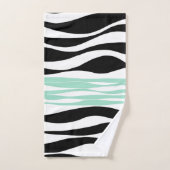 Ebb and Flow – ミントグリーン、ホワイト、ブラック バスタオルセット (ハンドタオル)