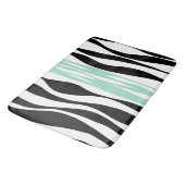 Ebb and Flow – ミントグリーン、ホワイト、ブラック バスマット (アングル)