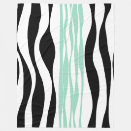 Ebb and Flow – ミントグリーン、ホワイト、ブラック フリースブランケット