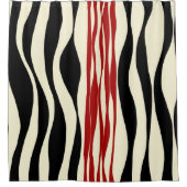 Ebb and Flow – レッド&クリーム シャワーカーテン (正面)