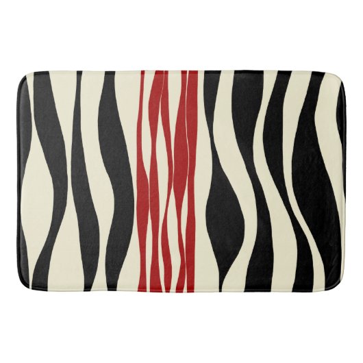 Ebb and Flow – レッド&クリーム バスマット (正面)