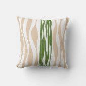 Ebb and Flow – 白、砂、パームグリーン クッション (正面)
