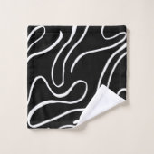 Ebb and Flow 2 – 白いバスタオオルセットの黒 バスタオルセット (ウォッシュタオル)