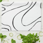 Ebb and Flow 2 – 白黒 キッチンタオル (折り畳み)