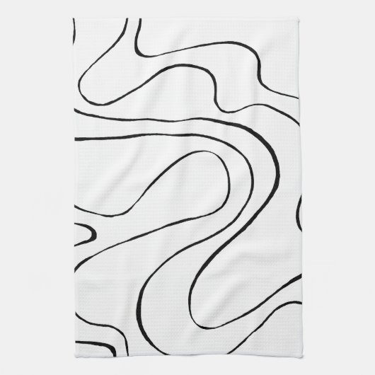 Ebb and Flow 2 – 白黒 キッチンタオル (縦)