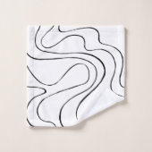 Ebb and Flow 2 – 白黒 バスタオルセット (ウォッシュタオル)