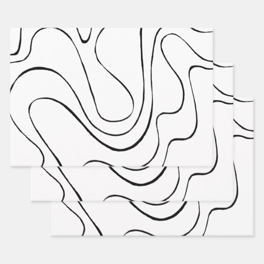 Ebb and Flow 2 – 白黒 ラッピングペーパーシート (セット)
