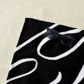 Ebb and Flow 2 - Black on White Beach Towel ビーチタオル (インサイチュ)