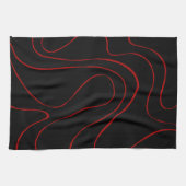 Ebb and Flow 2 in Red and Black キッチンタオル (横)