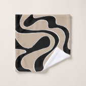 Ebb and Flow 2 in Taupe, Black, and White バスタオルセット (ウォッシュタオル)