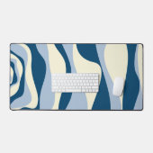 Ebb and Flow 4 – ダークブルー、ライトブルー、クリーム デスクマット (キーボード&マウス)
