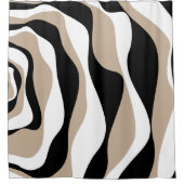 Ebb and Flow 4 – トープ、白黒 シャワーカーテン (正面)