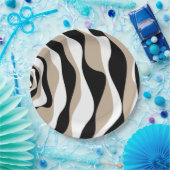 Ebb and Flow 4 – トープ、白黒 ペーパープレート (パーティー)