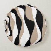 Ebb and Flow 4 – トープ、白黒 ラウンドクッション (裏面)