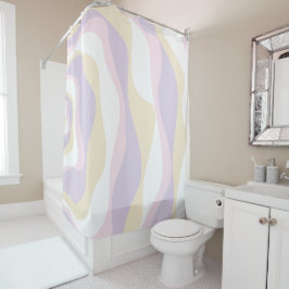 Ebb and Flow 4 – パステルピンク、黄、紫 シャワーカーテン